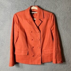 Talbots Blazer‎ Suit Jacket Women 8 Light Pink Salmon 100% Cotton Professional